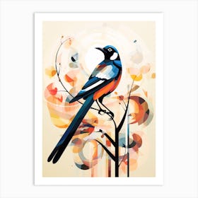 Bird Painting Collage Magpie 2 Art Print