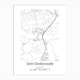 Sint Oedenrode,Netherlands Minimalist Map Art Print