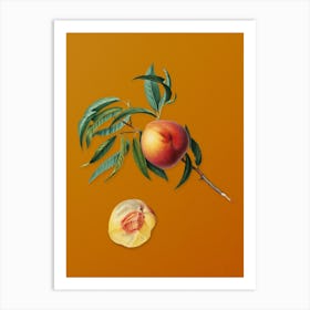 Vintage Peach Botanical on Sunset Orange n.0468 Art Print