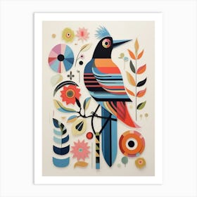 Colourful Scandi Bird Lark 4 Art Print