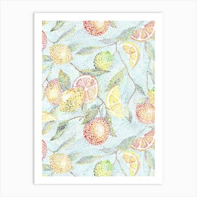 Pointillist Citrus Fruits Vertical Art Print