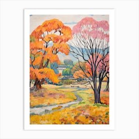 Autumn Gardens Painting Nara Park Japan 3 Art Print