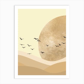 Boho Sun,Flying Birds Art Print