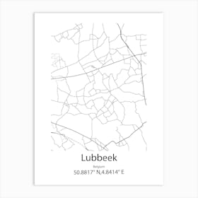 Lubbeek,Belgium Minimalist Map Art Print