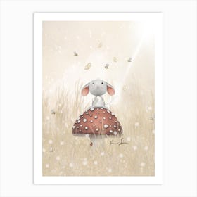 Summer Mouse On Fly Agaric Art Print
