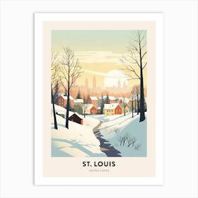 Vintage Winter Travel Poster St Louis Missouri 1 Art Print