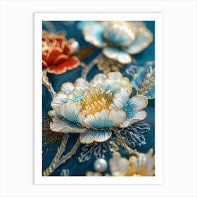 Embroidered Flowers 10 Art Print