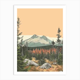 Mount Kenya Color Line Drawing (4) Art Print