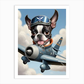 Boston Terrier Pilot-Reimagined 17 Art Print