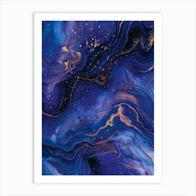 Abstract Blue And Gold Painting 5 Art Print