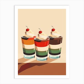 Retro Trifle Illustration Beige Background 3 Art Print