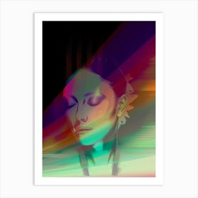 Portrait of a woman, trippy, Psychedelic, artwork print, "Pausing For A Moment" Art Print