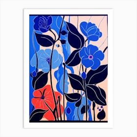 Blue Flower Illustration Morning Glory 4 Art Print