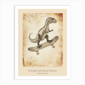 Edmontosaurus Vintage Dinosaur Poster 2 Art Print