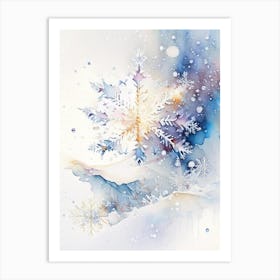 Needle, Snowflakes, Storybook Watercolours 2 Art Print