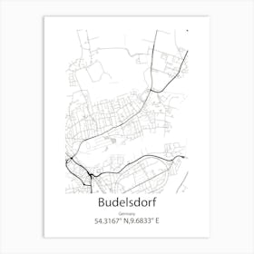 Budelsdorf,Germany Minimalist Map Art Print