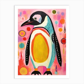 Pink Scandi Penguin 2 Art Print