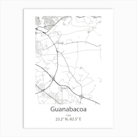 Guanabacoa,Cuba Minimalist Map Art Print