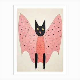 Pink Polka Dot Bat 2 Art Print