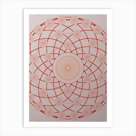 Geometric Abstract Glyph Circle Array in Tomato Red n.0126 Art Print