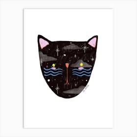 I Am A Night Cat Black In White Art Print