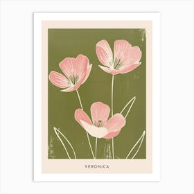 Pink & Green Veronica 2 Flower Poster Art Print