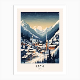 Winter Night  Travel Poster Lech Austria 2 Art Print