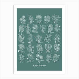 Floral Alphabet | Hunter Green Art Print