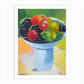 Blackcurrant Bowl Of fruit Art Print