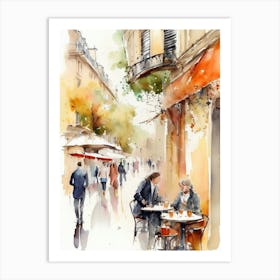 Watercolor Of A Cafe In Paris 5 Art Print