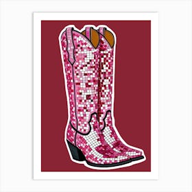 Pink Cowboy Boots Art Print