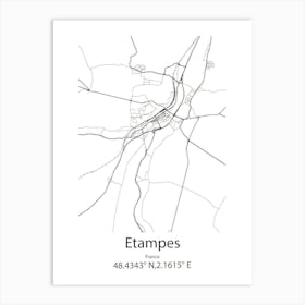 Etampes,France Minimalist Map Art Print