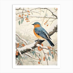 Winter Bird Painting Eastern Bluebird 1 Art Print