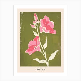 Pink & Green Larkspur 2 Flower Poster Art Print