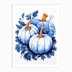 Australian Blue Pumpkin Watercolour Illustration 1 Art Print