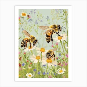 European Honey Bee Storybook Illustration 11 Art Print
