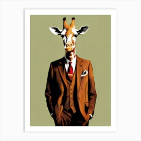 A Giraffe In A Smart Suit Art Print