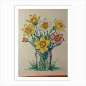 Daffodils In A Vase 2 Art Print