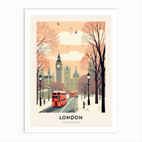 Vintage Winter Travel Poster London United Kingdom 2 Art Print