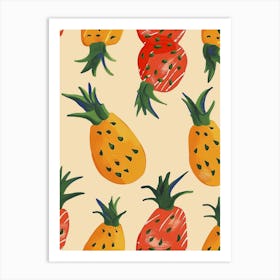 Pineapple Pattern Illustration 3 Art Print