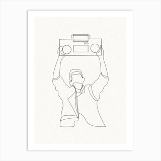 Say Something Boombox  Outline Art Print