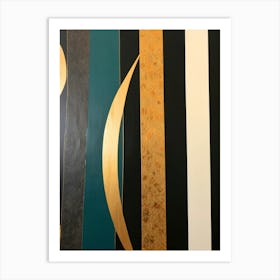 Gold And Black Abstract Painting Art Print