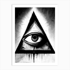 Eye Of Providence, Symbol, Third Eye Black & White Art Print