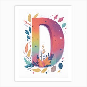 Colorful Letter D Illustration 46 Art Print