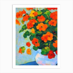 Nasturtium Floral Abstract Block Colour 1 Flower Art Print