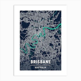 Brisbane City Map Art Print