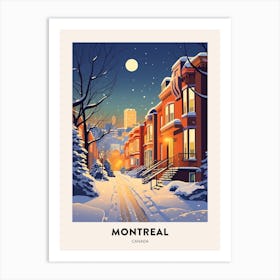 Winter Night  Travel Poster Montreal Canada 4 Art Print