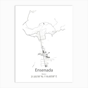 Ensenada,Mexico Minimalist Map Art Print