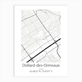 Dollard Des Ormeaux,Canada Minimalist Map Art Print