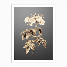 Gold Botanical Musk Rose on Soft Gray n.4290 Art Print